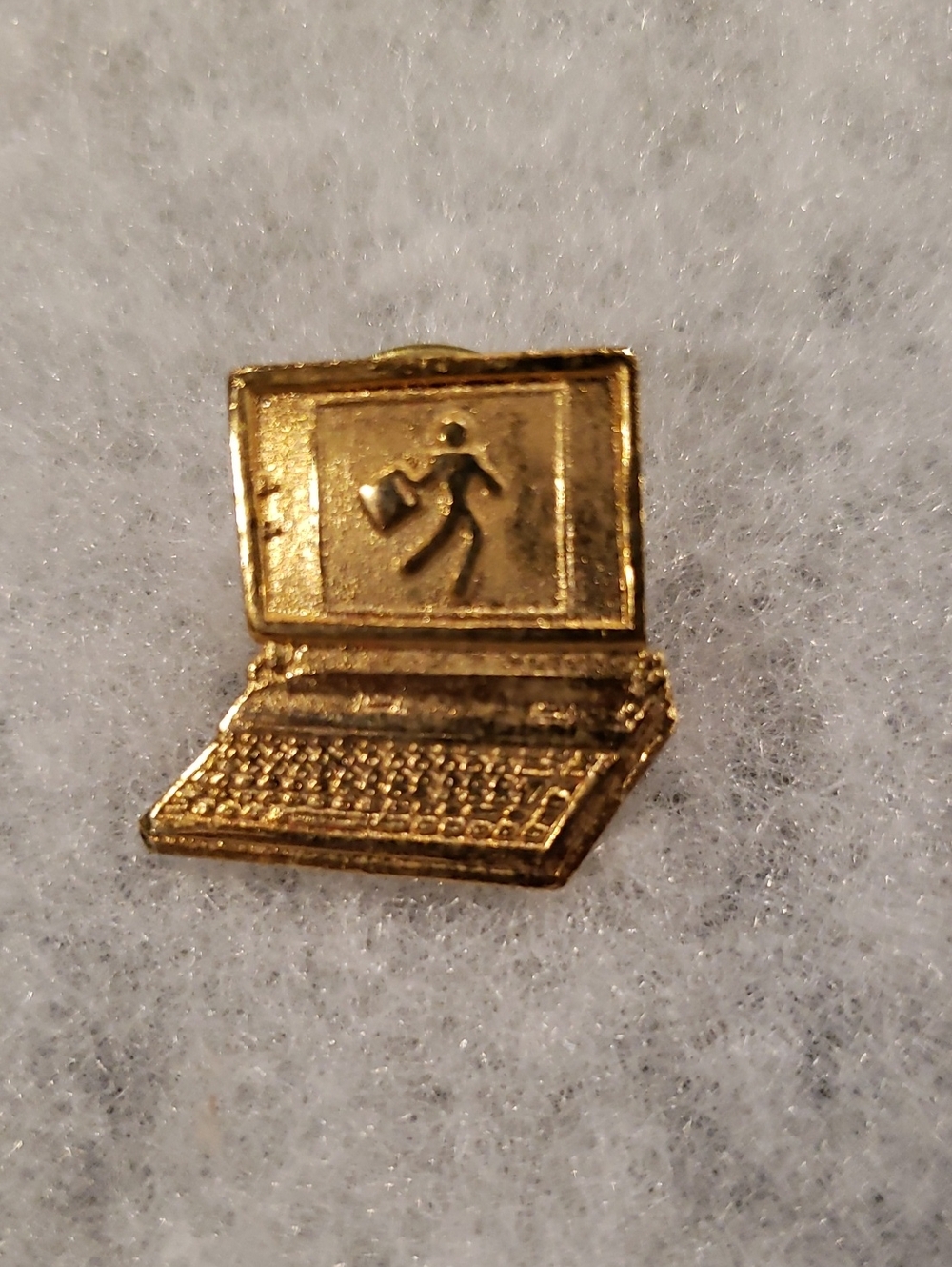Laptop Tie Tac / Lapel Pin Goldtone Vintage
